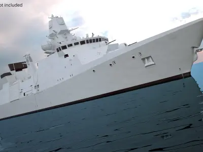  Navy Frigate with Radar Systems and Helicopter 