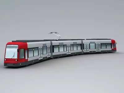 Lowpoly Tram 2 metro train Low-poly 3D model