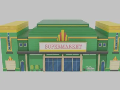 Market Building Low-poly 3D model buy