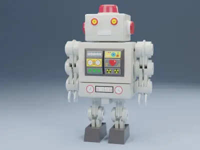Vintage tin robot RTR-0406 model Low-poly 3D model