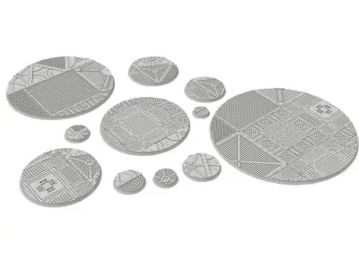 x1000 Round Oval Square Rectangular Hexagonal industrial bases 3D print model