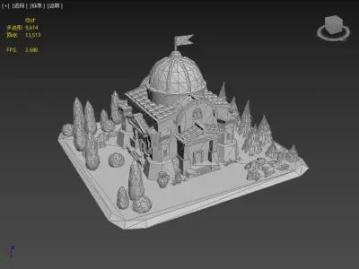 Stylized castle Low-poly 3D model