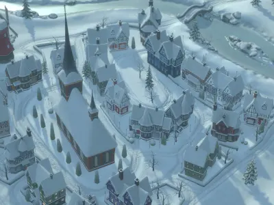 Winterville set Low-poly 3D model