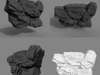 Low Poly Black Cliff Face 221208 - Ultra HD 16K Texture Low-poly 3D model
