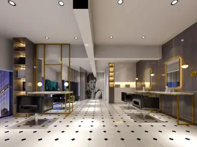 Modern Barber Shop - 3D Model Scene 3D model