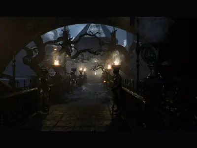 Dark Fantasy Gothic Environment Kitbash Low-poly 3D model