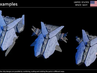 USSN Congress Class Frigate Low-poly 3D model