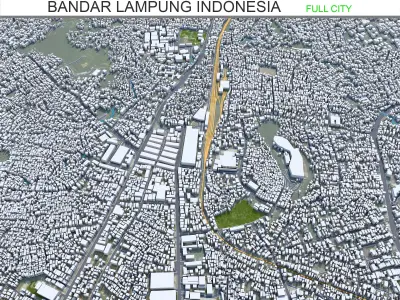 Bandar Lampung Indonesia 25km AI Low-poly 3D model