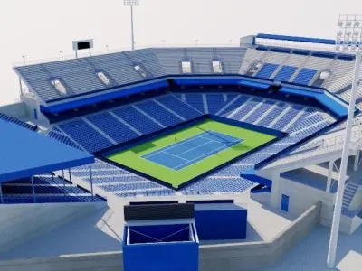 William H G FitzGerald Tennis Center Low-poly 3D model