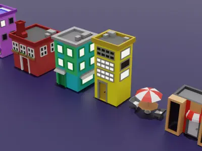 Low Poly City Buildings Pack 5 Stylized Game Ready Architecture  Low-poly 3D model