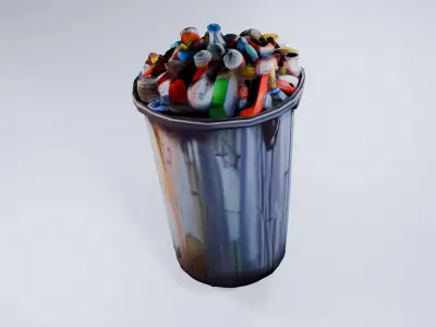 Urban Trash Can - Low Poly 3D Visualization Asset 3D model