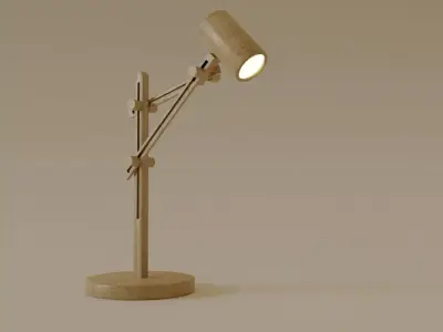 Wooden Desk Lamp Free low-poly 3D model