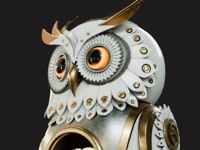 Steampunk Owl Automaton Low-poly 3D model