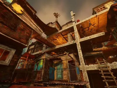 Junk town Low-poly 3D model