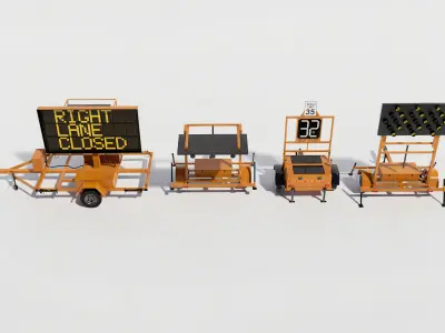 Traffic Barrier Pack  3d model Low-poly 3D model