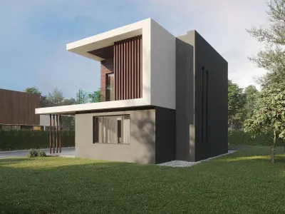 Modern house 02 Low-poly 3D model