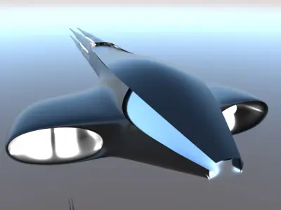 Spaceship Sci-fi 3D Low-poly 3D model