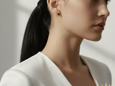 SolarGlow Mini Sun Stud Earrings 3D print model