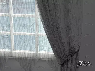 Curtains room with and window 3D model