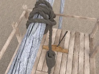 Hangman Noose and Gallows Low-poly 3D model