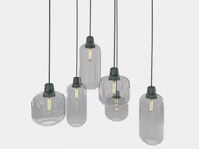 Retro round ceiling lamp set 3D model