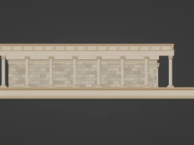 Temple lowpoly with columns and steps Low-poly 3D model