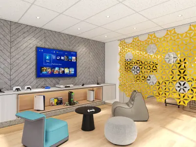Airflake wall in office with geometric patterns 3D model