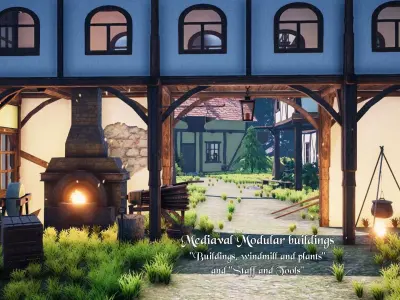 Medieval Modular City - Big package 6 in 1 Low-poly 3D model