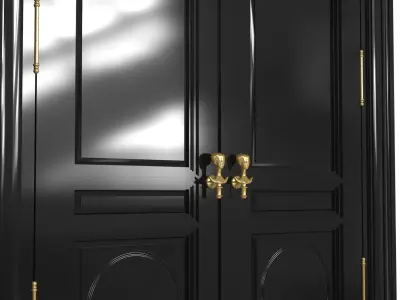 Custom made black lacquer classic double door  3D model