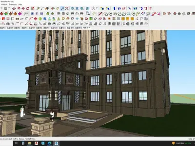 Shopping mall with classical apartments 3d model 3D model