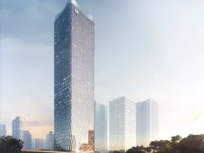 Contemporary Cityscape Residential Towers with Landmark 3D model