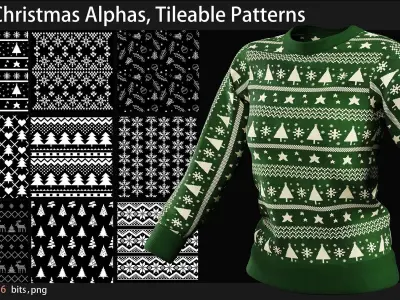 100 Christmas Alphas Tileable Patterns  Texture