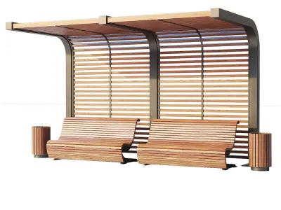 Benches pergola urn 3D model