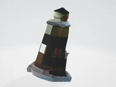 Miniature Playset Lighthouse 3D Render Low-poly 3D model