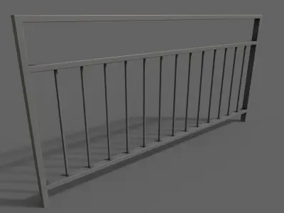 PBR Pedestrian Guard Rail Grey V3 Low-poly 3D model