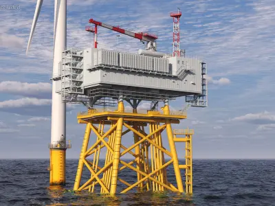  Offshore Wind Farm with Turbine 