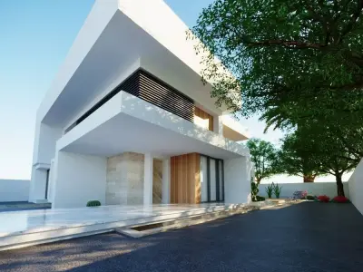 3d model Two-Story House Low-poly 3D model