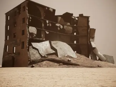 Ruined Houses Low-poly 3D model Pack Low-poly 3D model