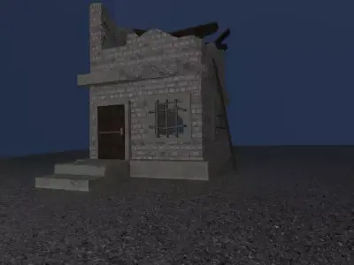 Broken building 3D Low-Poly Model Low-poly 3D model