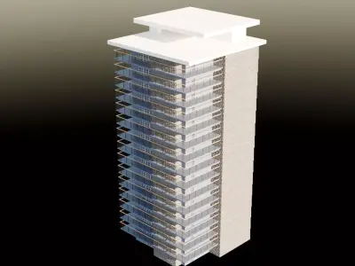  Modern Apartment Building 3D Model Low-poly 3D model