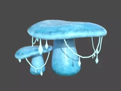 Fantasy Mushroom C02 Blue - Scene Backdrop Design Low-poly 3D model