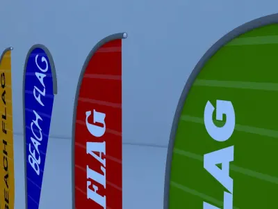 beach flags flags stand outdoor garden golf forest summer 3D model