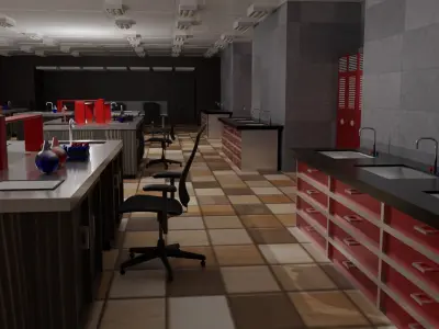 Laboratory Interior Low-poly 3D model