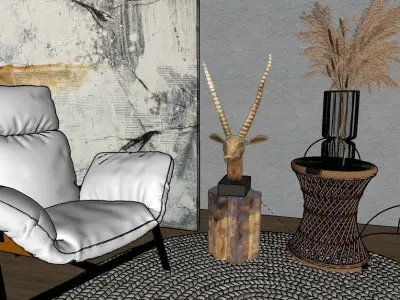 Window Side Seating SketchUp V-Ray 3D model