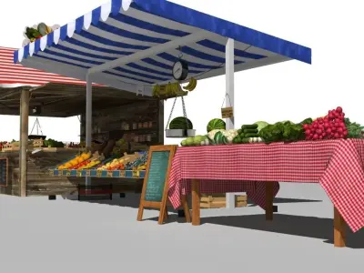 3 market stands 3D model