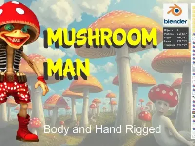 Mushroom Man Rigged Stylized Fantasy Character 3D Model 3D model