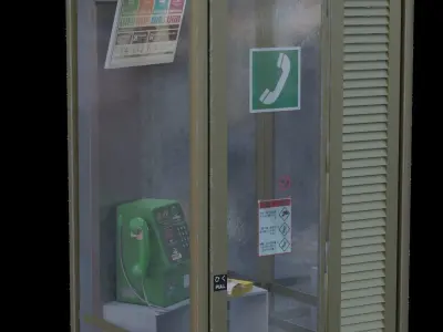 Payphone Booth Low-poly 3D model