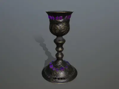 Chalice 3 silver and goblet Low-poly 3D model