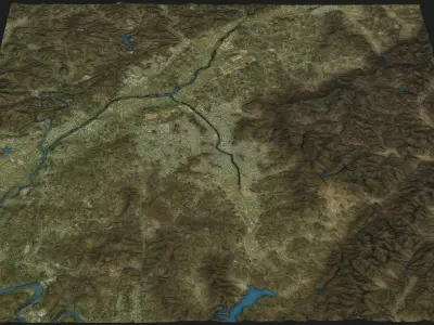 Cheongju - Topography Terrain Low-poly 3D model