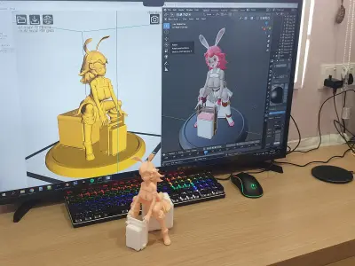 Fantasy World Food Delivery Service Bunny Girl 3D print model